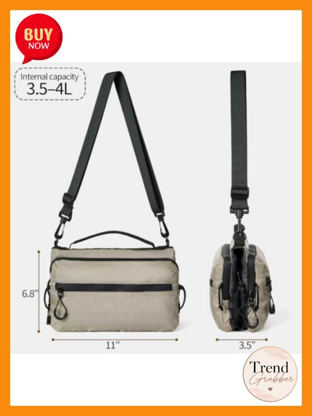 Women's Nylon Crossbody Sling Bag with RFID Blocking - Water Bottle Holder - Picture 3 of 6